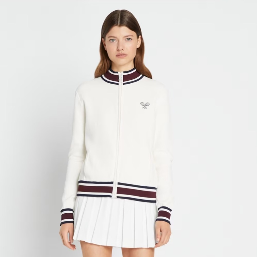 Tory Burch Racquet Tech Knit Jacket Snow White small